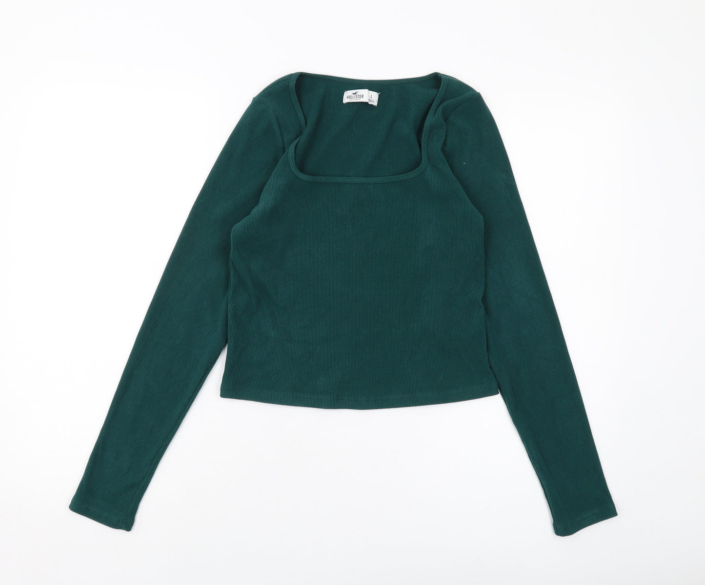 Hollister Womens Green Polyester Basic Blouse Size L Square Neck