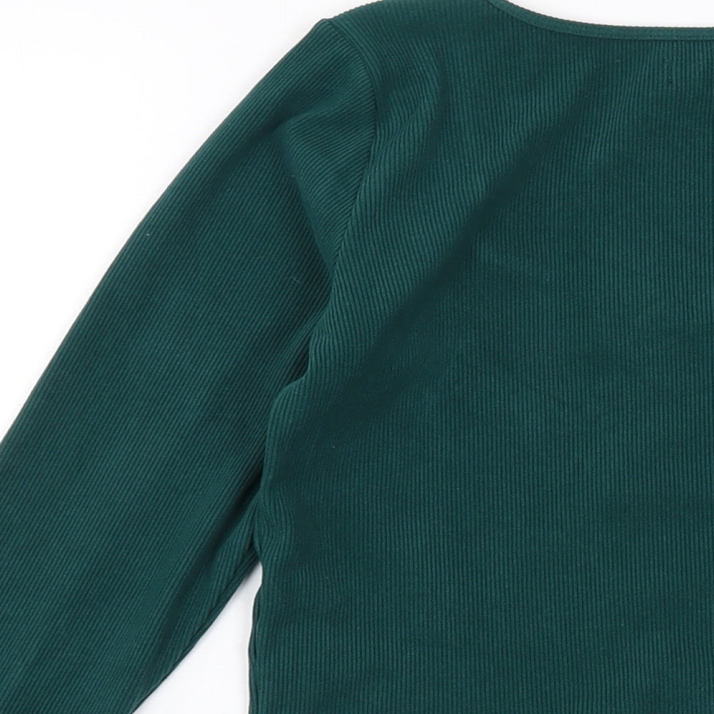Hollister Womens Green Polyester Basic Blouse Size L Square Neck