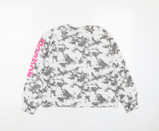Reebok Girls Grey Geometric Cotton Pullover Sweatshirt Size 13-14 Years Pullover