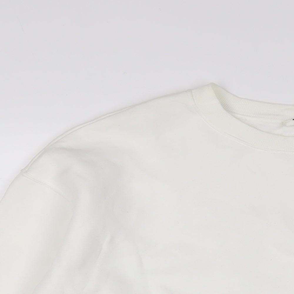 Lee X H&M Womens White Cotton Pullover Sweatshirt Size L Pullover - Embroidered