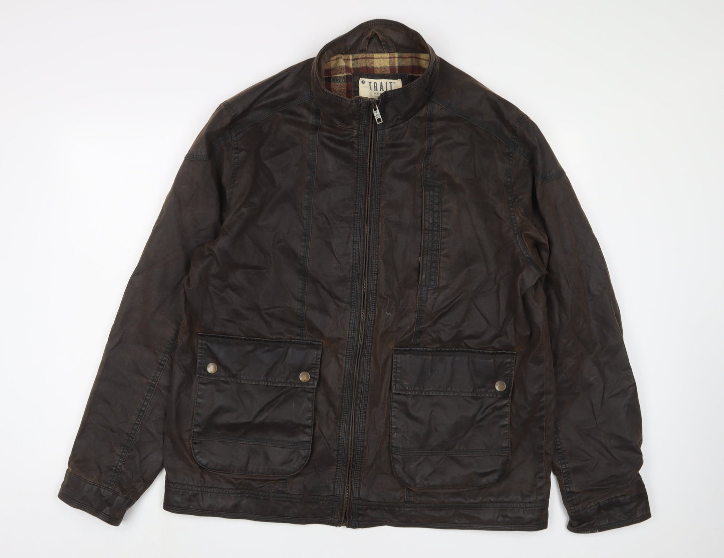 Trait Mens Brown Jacket Size L Zip