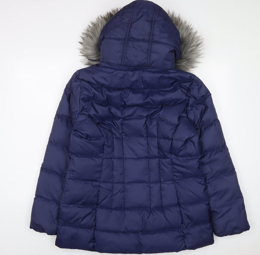Andrew Marc Womens Blue Parka Coat Size L Zip - Zip Pockets