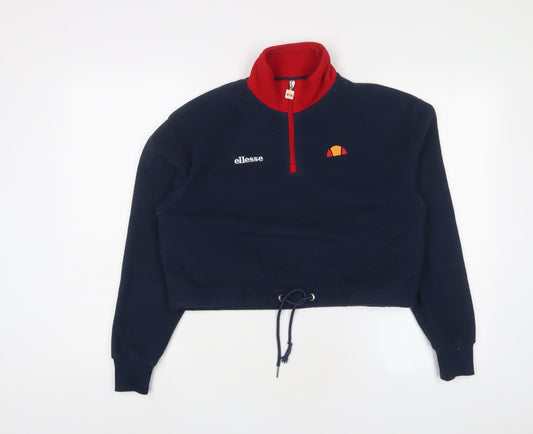 ellesse Womens Blue Polyester Pullover Sweatshirt Size 4 Zip - Logo, Embroidered