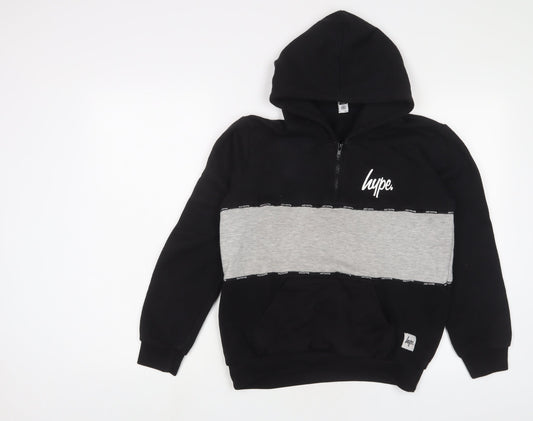 Hype Boys Black Cotton Pullover Hoodie Size 13 Years Zip
