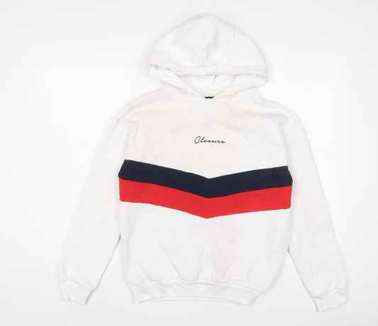 Closure Womens White Cotton Pullover Hoodie Size 10 Pullover - Logo