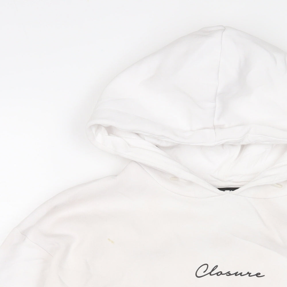 Closure Womens White Cotton Pullover Hoodie Size 10 Pullover - Logo