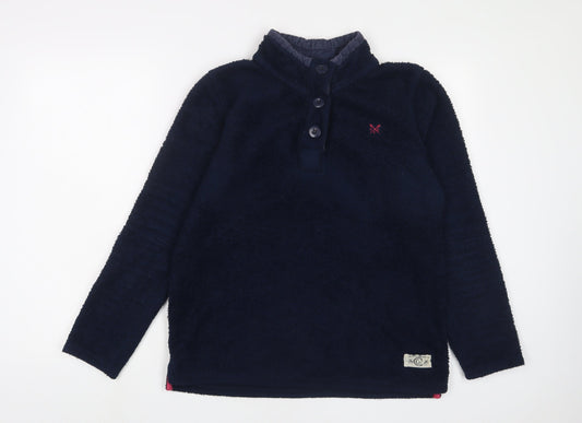 Crew Clothing Womens Blue Polyester Pullover Sweatshirt Size 12 Button - Logo, Embroidered