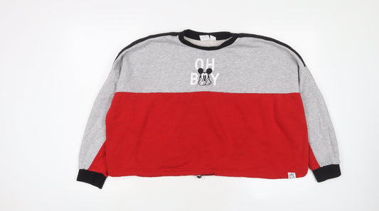 Disney Womens Red Cotton Pullover Sweatshirt Size M Pullover - Mickey Mouse
