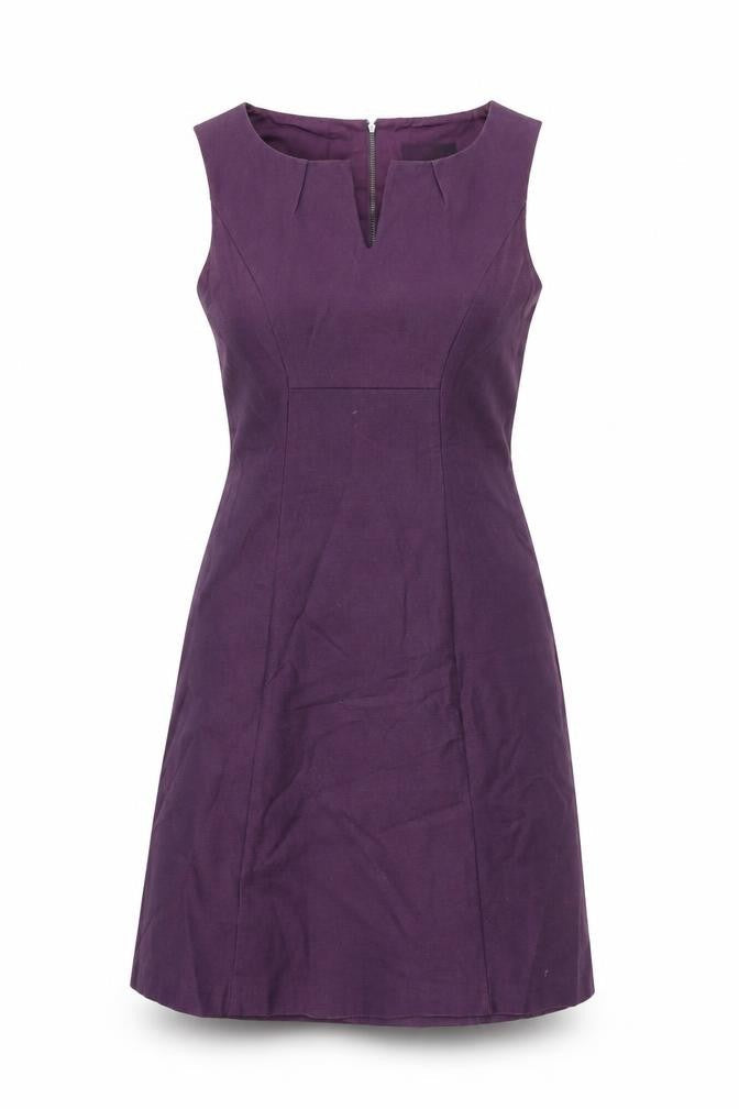 Cue Womens Purple Cotton Shift Size 8 Round Neck Zip