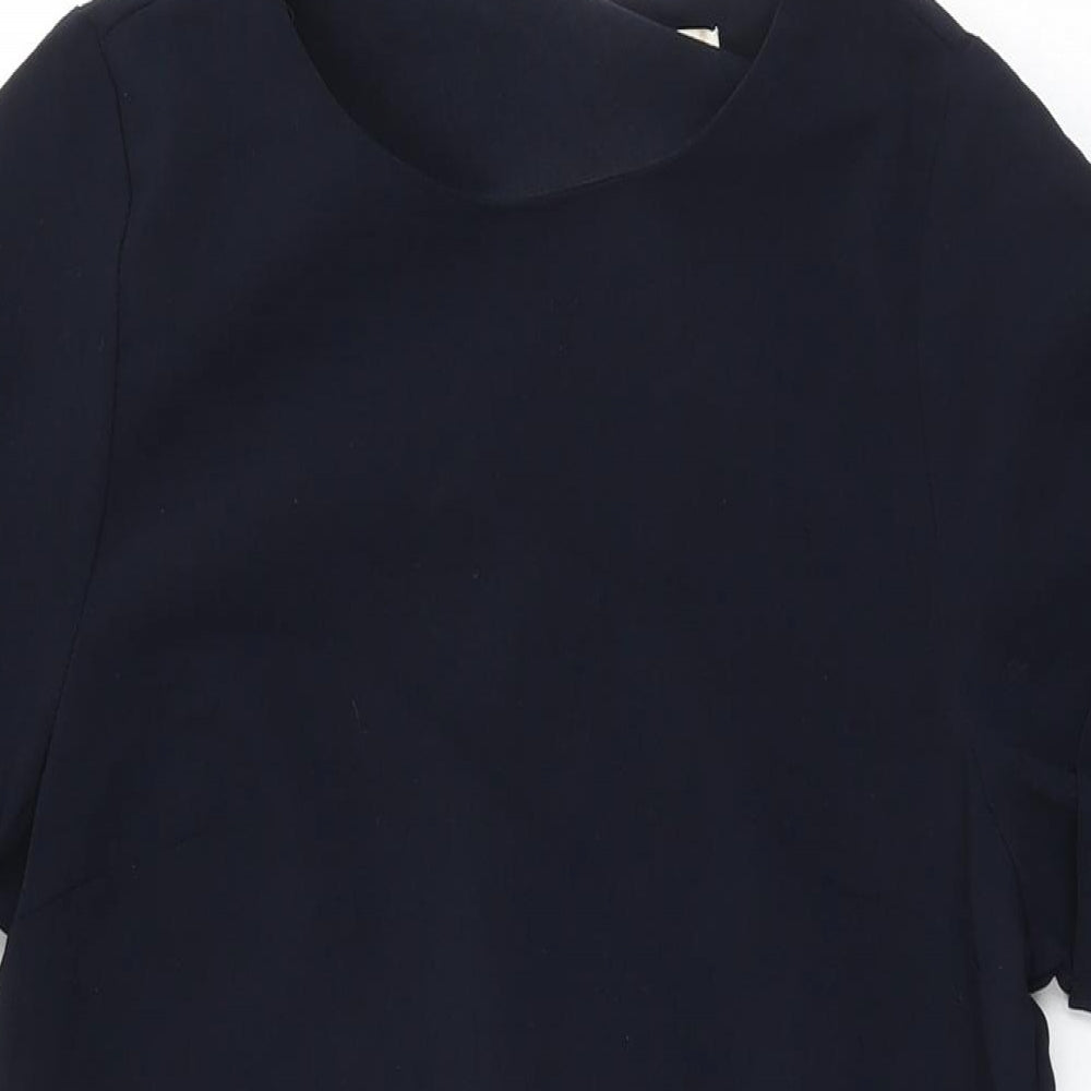 Apricot Womens Blue Polyester Shift Size 8 Round Neck Zip