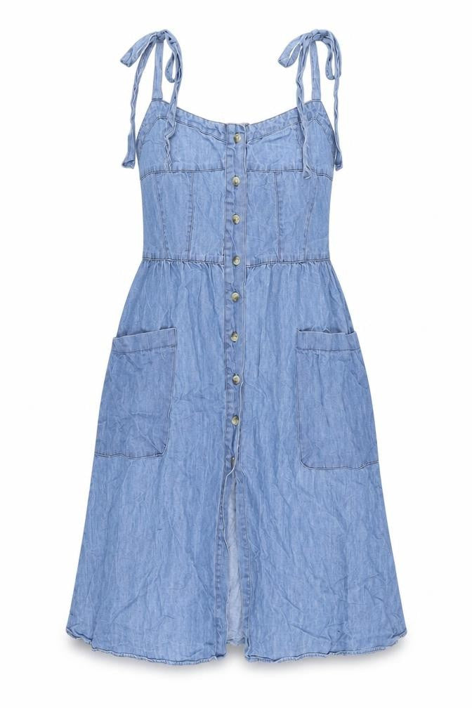 Warehouse Womens Blue Cotton A-Line Size 12 Sweetheart Button