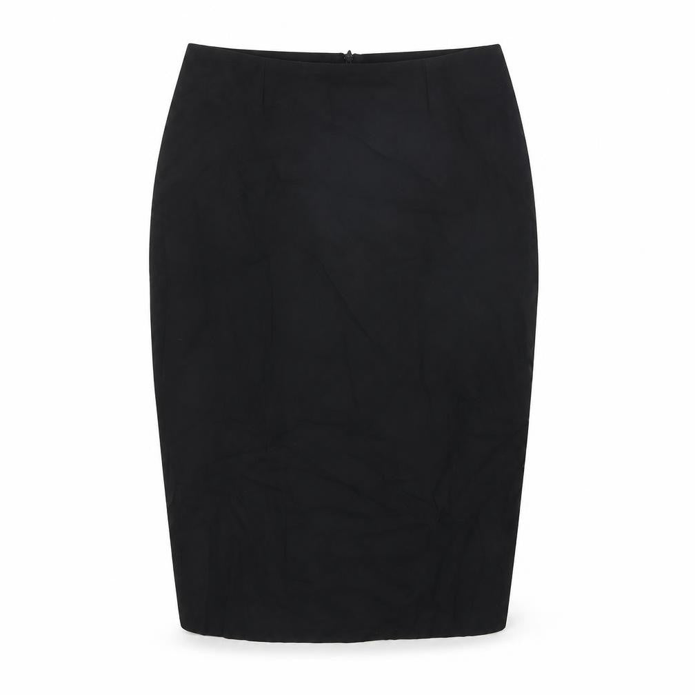 Front view of ASOS women’s black viscose straight & pencil skirt, size UK 10, zip