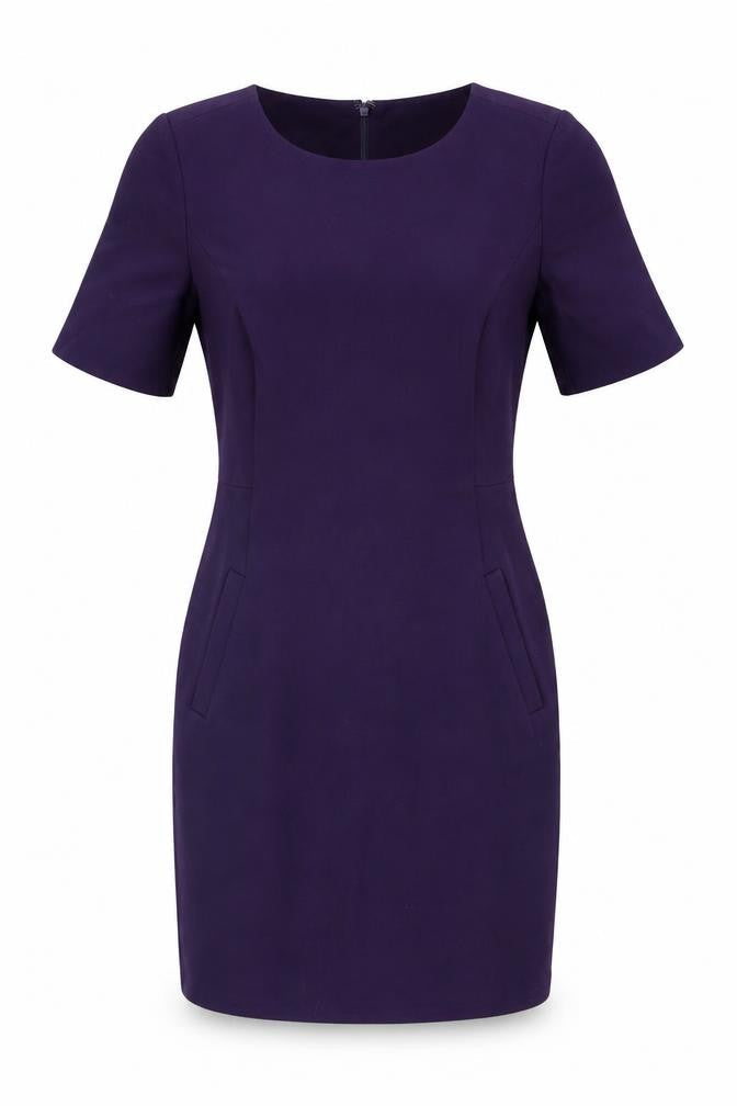 Lands' End Womens Purple Rayon Bodycon Size 8 Round Neck Zip