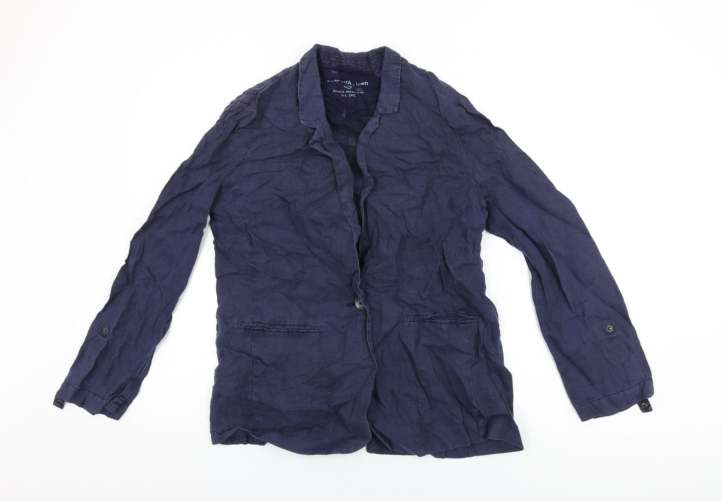 Sandwich Womens Blue Jacket Blazer Size 12 Button