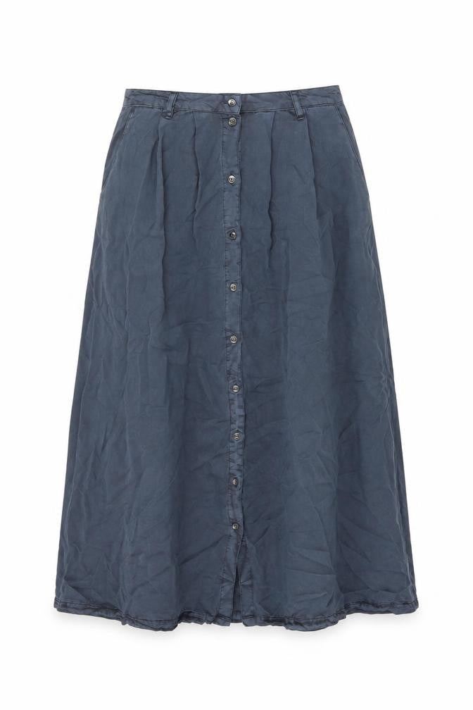 Vero Moda Womens Blue Lyocell Swing Skirt Size S Button