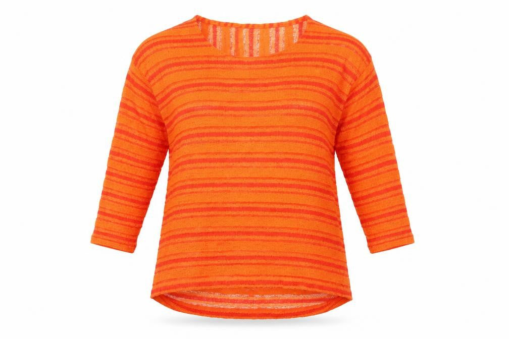 Next Womens Orange Striped Polyester Basic T-Shirt Size 10 Round Neck