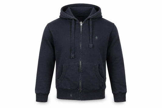 Front view of French Connection men’s blue jacket, size S, zip - french connection