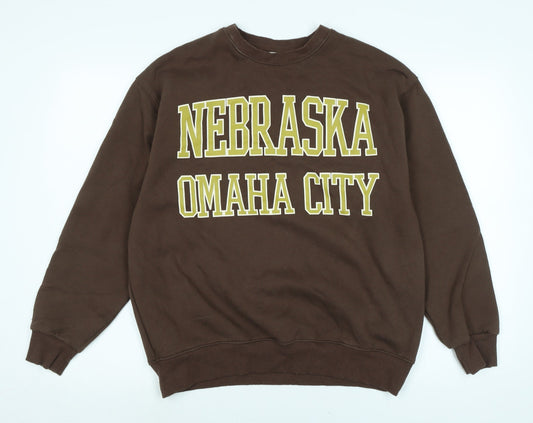Pull&Bear Mens Brown Cotton Pullover Sweatshirt Size S - Pull & Bear