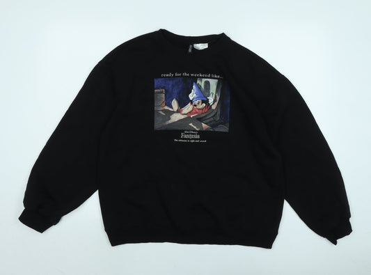 Disney Womens Black Polyester Pullover Sweatshirt Size S - Disney