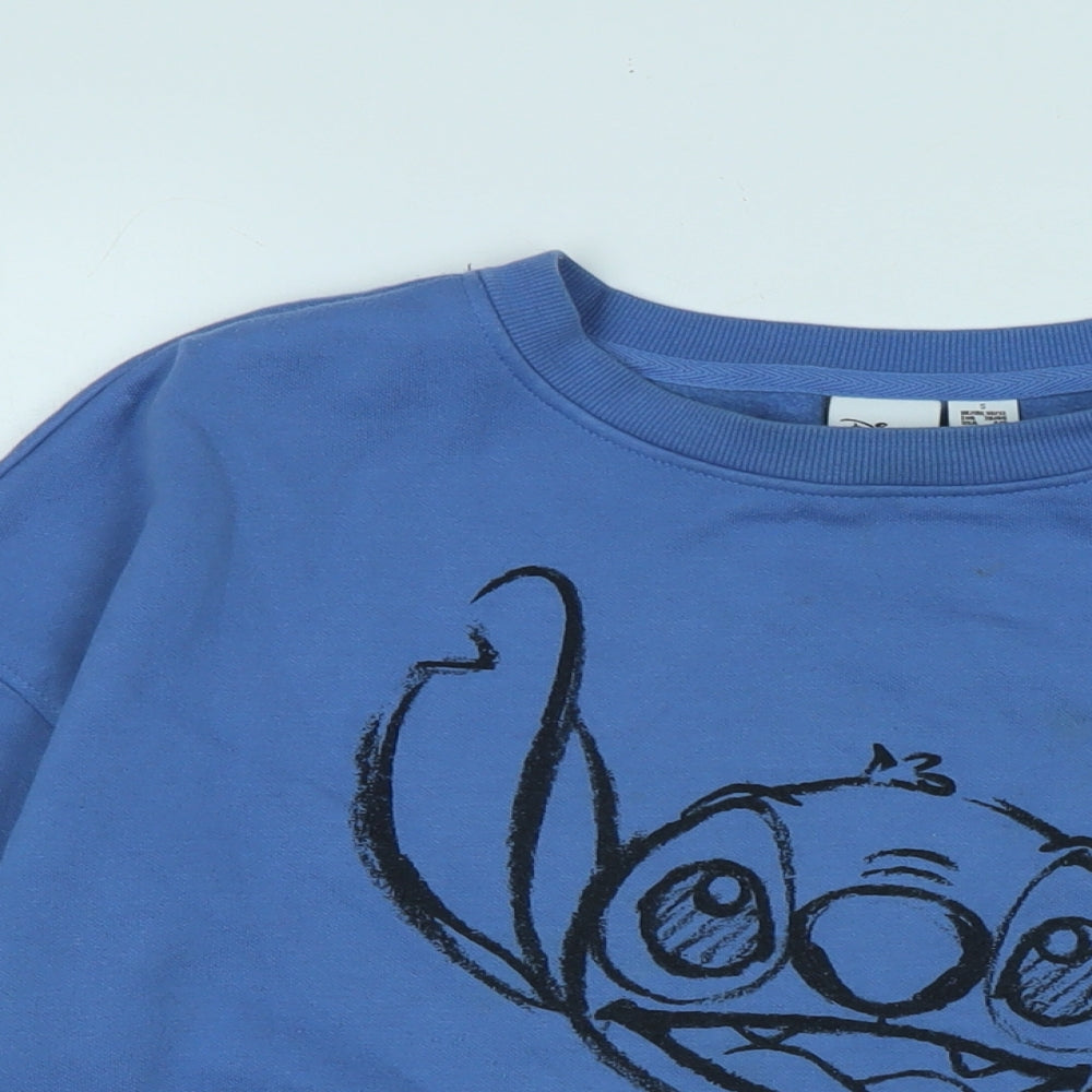 Disney Womens Blue Cotton Pullover Sweatshirt Size S - DISNEY