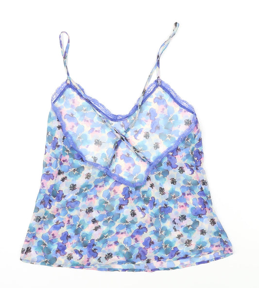 Accessorize Womens Blue Floral Polyester Cami One Piece Size XS