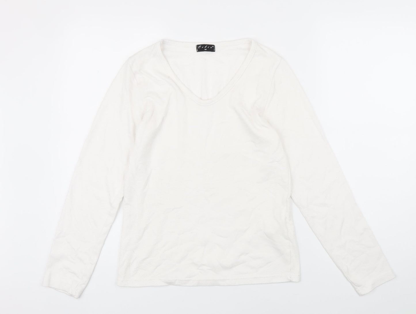 Orbix Womens White Viscose Basic T-Shirt Size M Scoop Neck