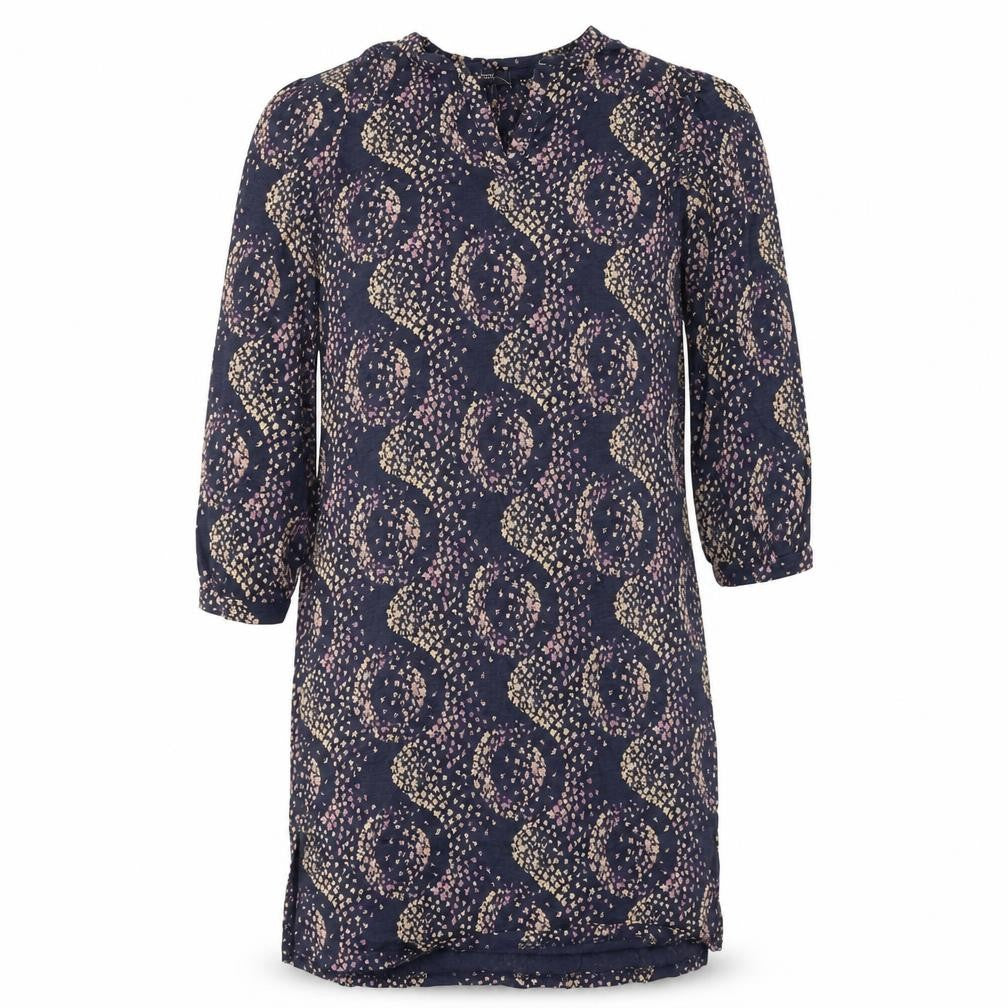 Next Womens Blue Floral Cotton Shift Size 14 Boat Neck