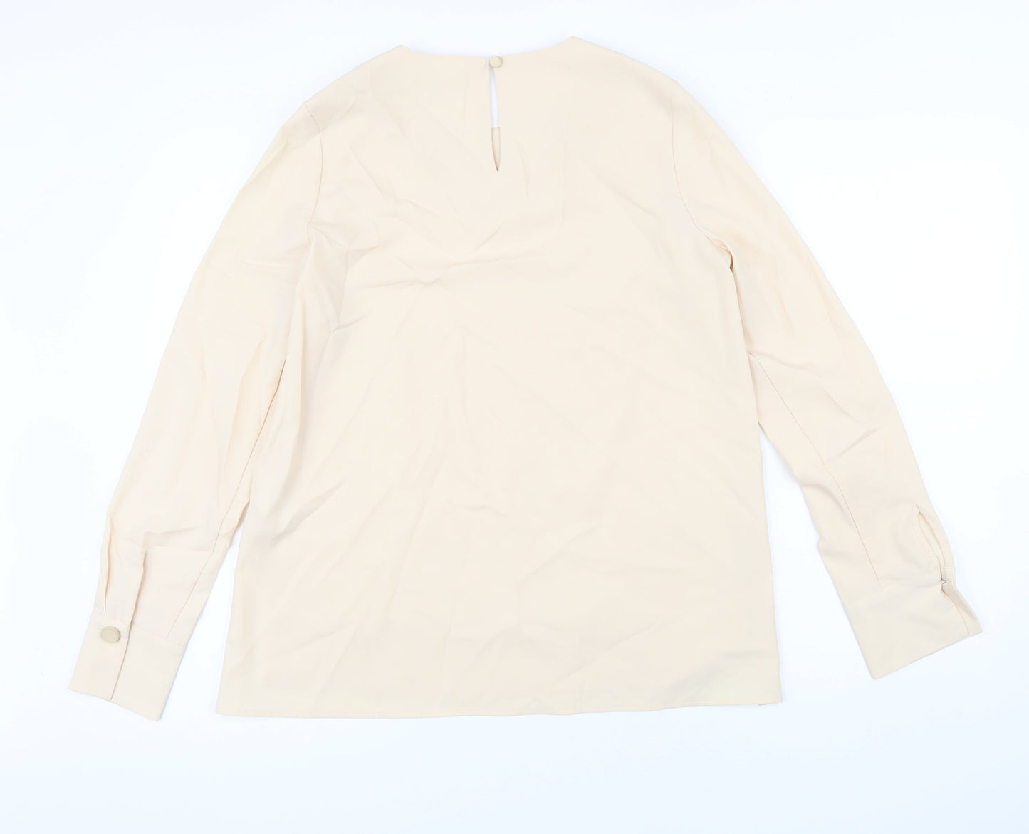 Warehouse Womens Beige Polyester Tunic Blouse Size 8 Scoop Neck