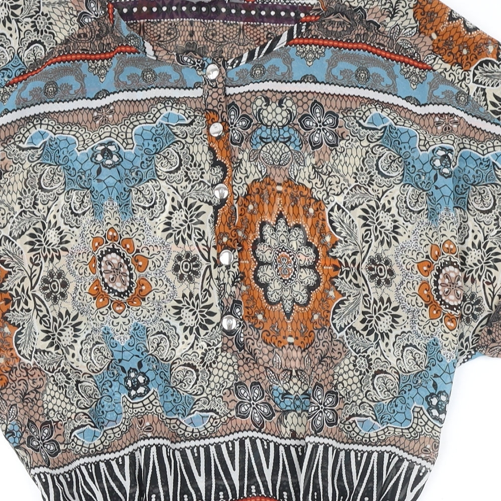 South Womens Multicoloured Floral Polyester A-Line Size 10 Boat Neck