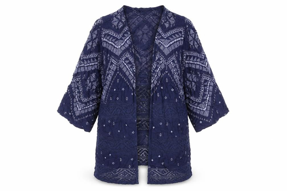 Marks & Spencer Womens Blue Geometric Kimono Blazer Size 8