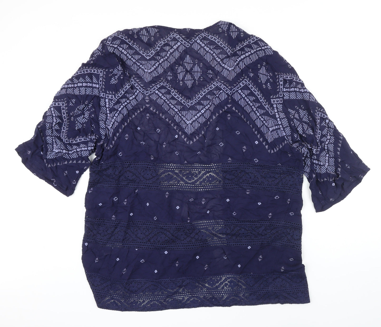 M&S Womens Blue Geometric Kimono Blazer Size 8
