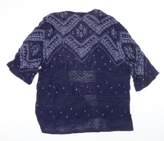 M&S Womens Blue Geometric Kimono Blazer Size 8