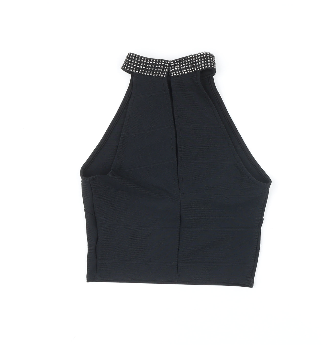 New Look Womens Black Polyester Cropped Blouse Size 6 Mock Neck