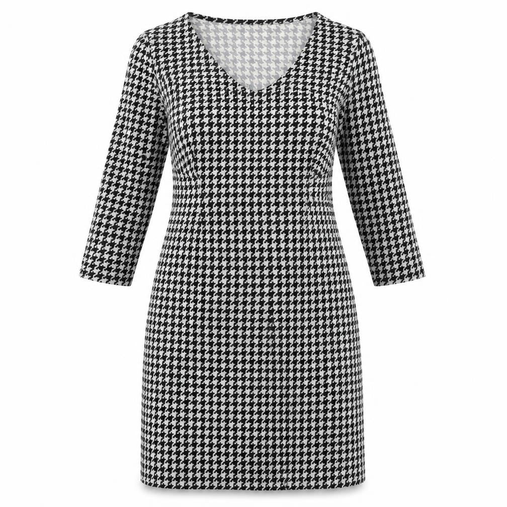 Foil Womens Multicoloured Houndstooth Polyester Shift Size S V-Neck