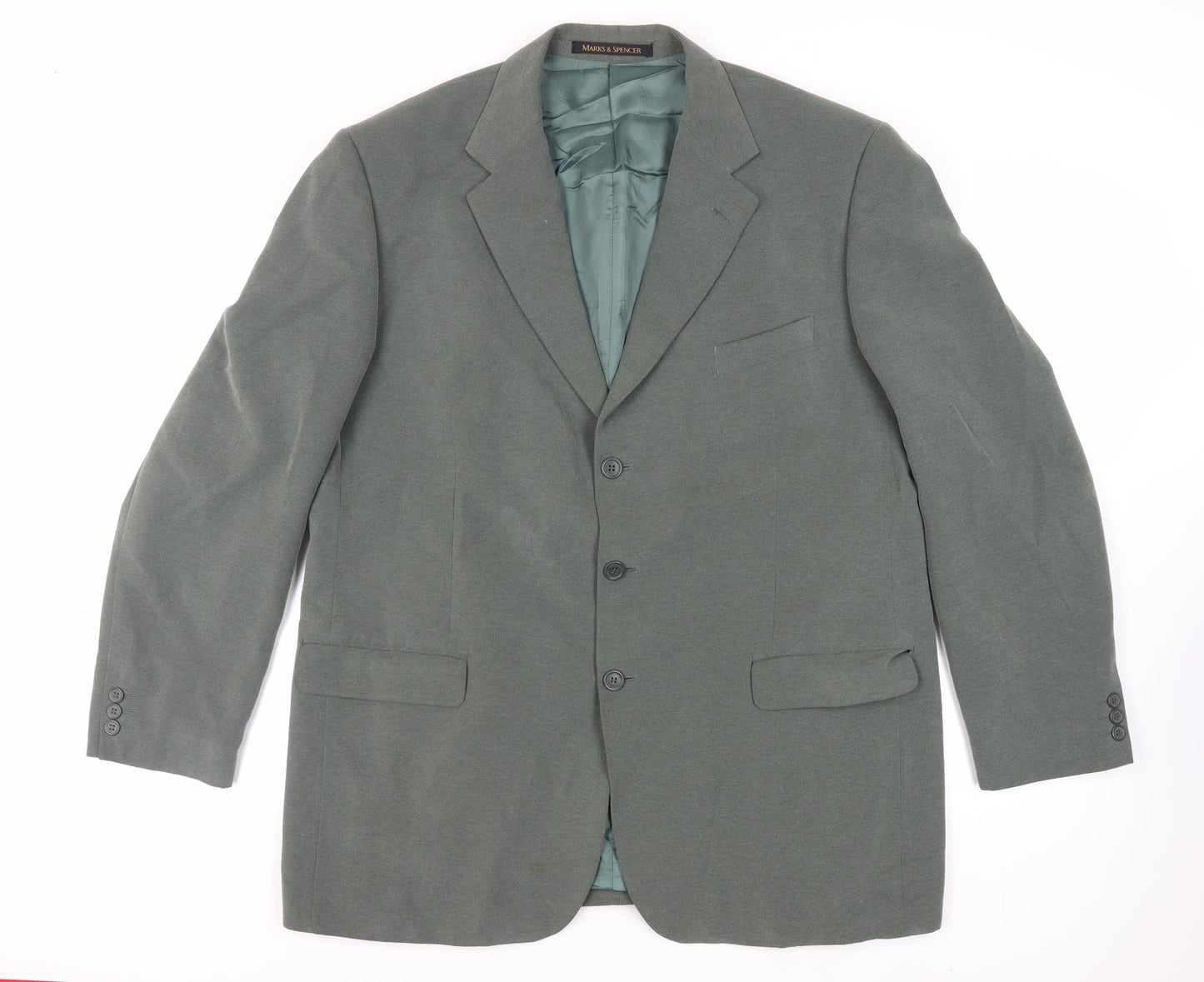 Marks and Spencer Mens Green Polyester Jacket Blazer Size 46 Regular