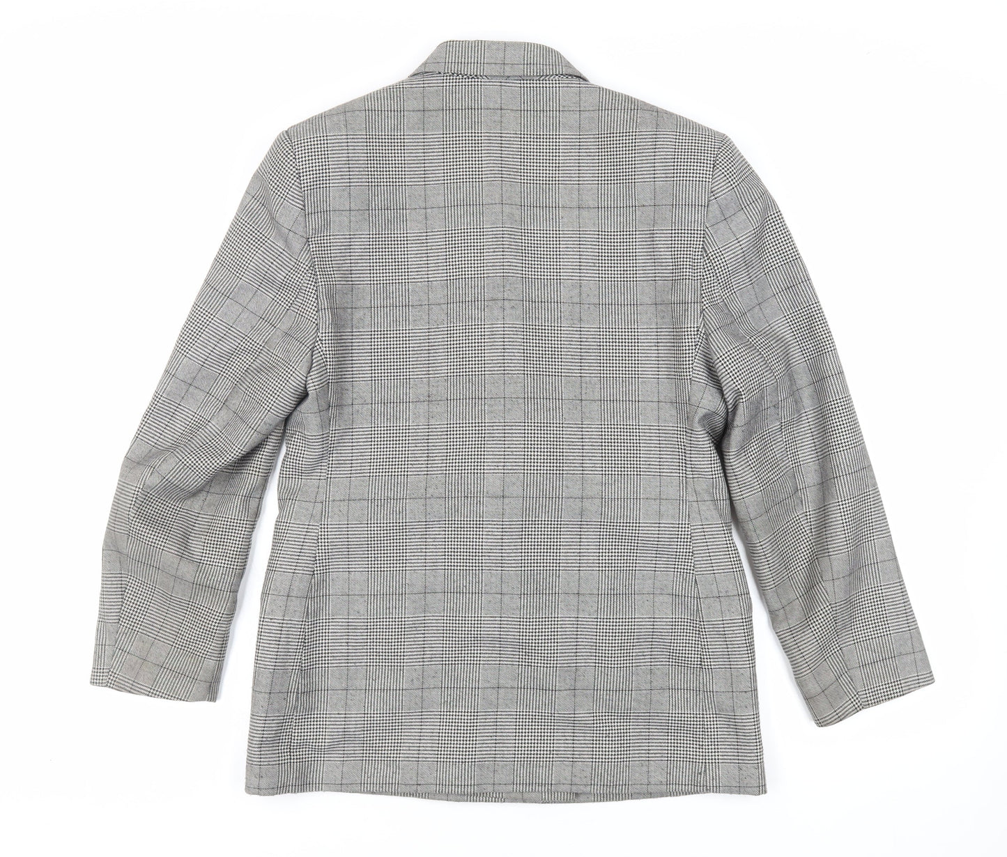 St Michael Womens Grey Plaid Jacket Blazer Size 12 Button - Vintage