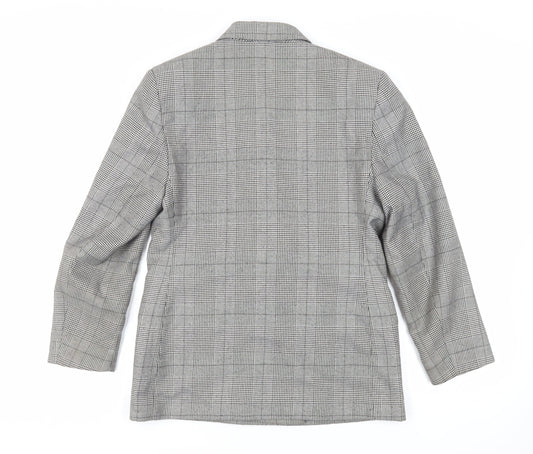 St Michael Womens Grey Plaid Jacket Blazer Size 12 Button - Vintage
