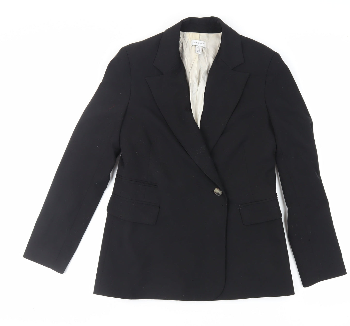Topshop Womens Black Jacket Blazer Size 10 Button
