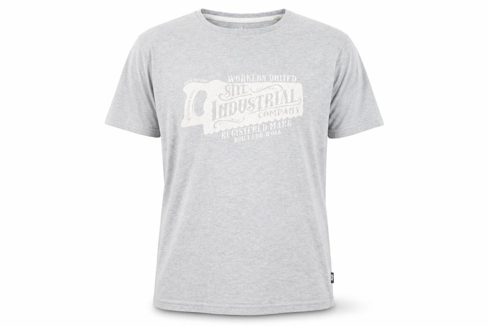Site Mens Grey Cotton T-Shirt Size L Crew Neck