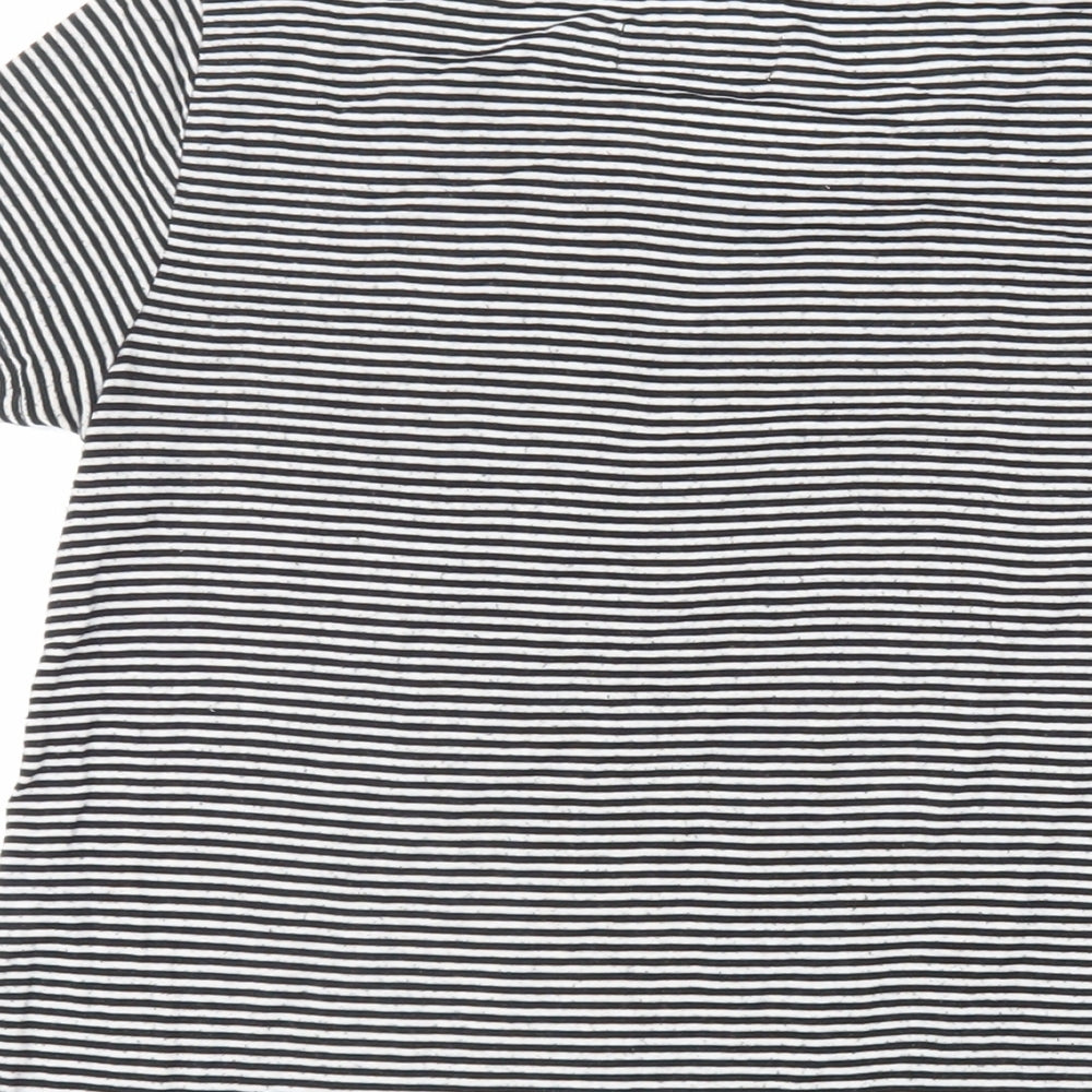 Hollister Womens Black Striped Polyester Basic T-Shirt Size XS Round Neck
