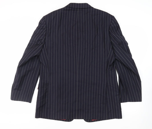 Marks and Spencer Mens Blue Striped Wool Jacket Suit Jacket Size 42 Regular