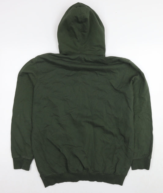 Cotton Traders Mens Green Cotton Pullover Hoodie Size M - Garden explorer