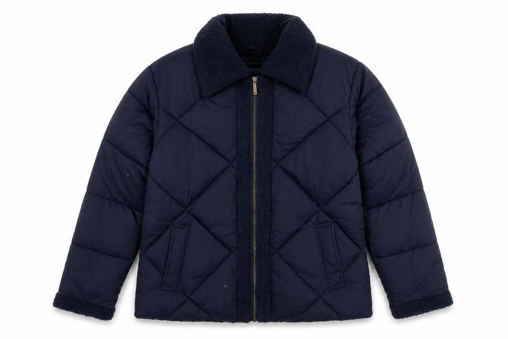 Maine New England Womens Blue Quilted Jacket Size 12 Zip