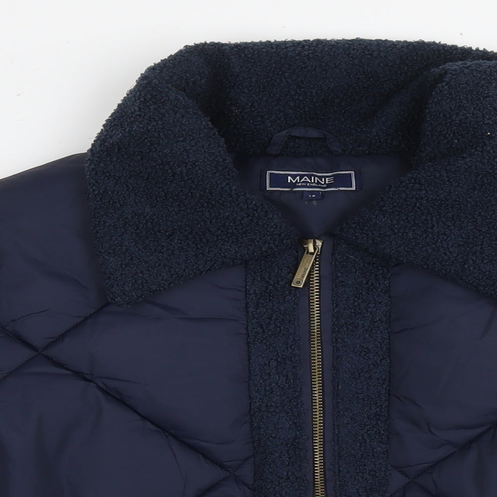 Maine Womens Blue Quilted Jacket Size 12 Zip