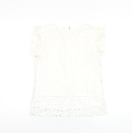 Apricot Womens White Polyamide Basic T-Shirt Size 8 Round Neck