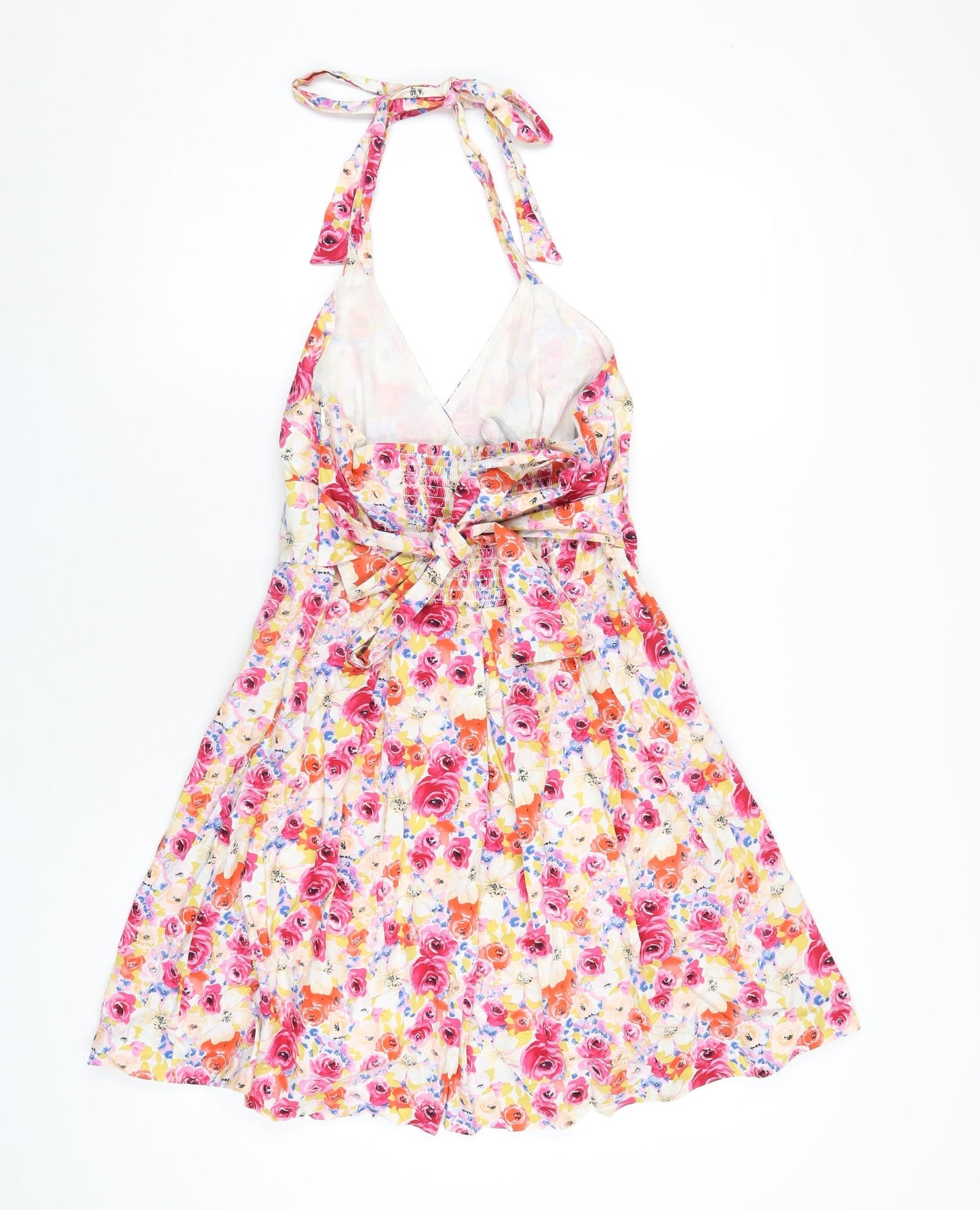 Red Herring Womens Multicoloured Floral Cotton A-Line Size 10 Halter Zip