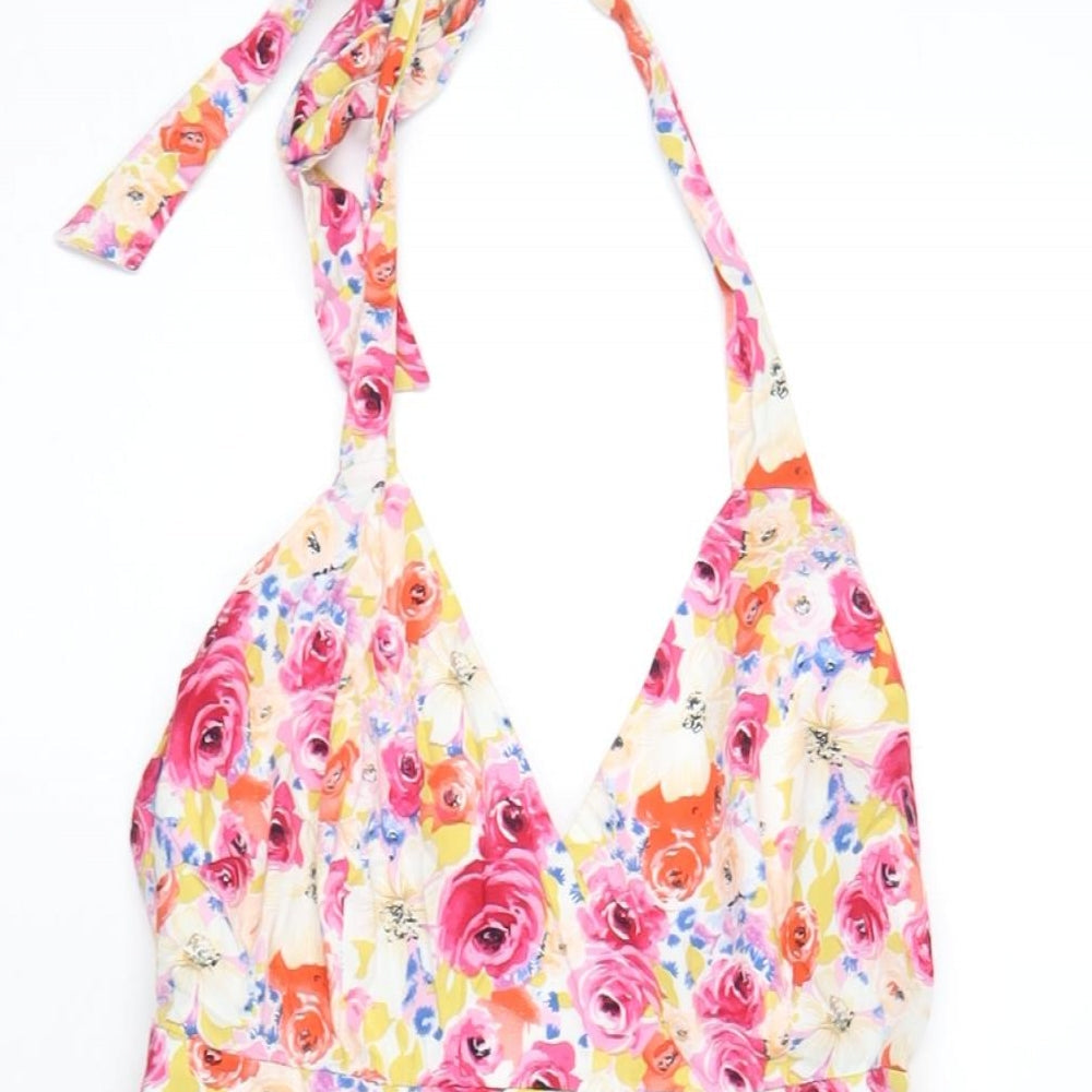 Red Herring Womens Multicoloured Floral Cotton A-Line Size 10 Halter Zip