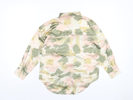 River Island Girls Multicoloured Geometric Polyester Basic Button-Up Size 9-10 Years Collared Button