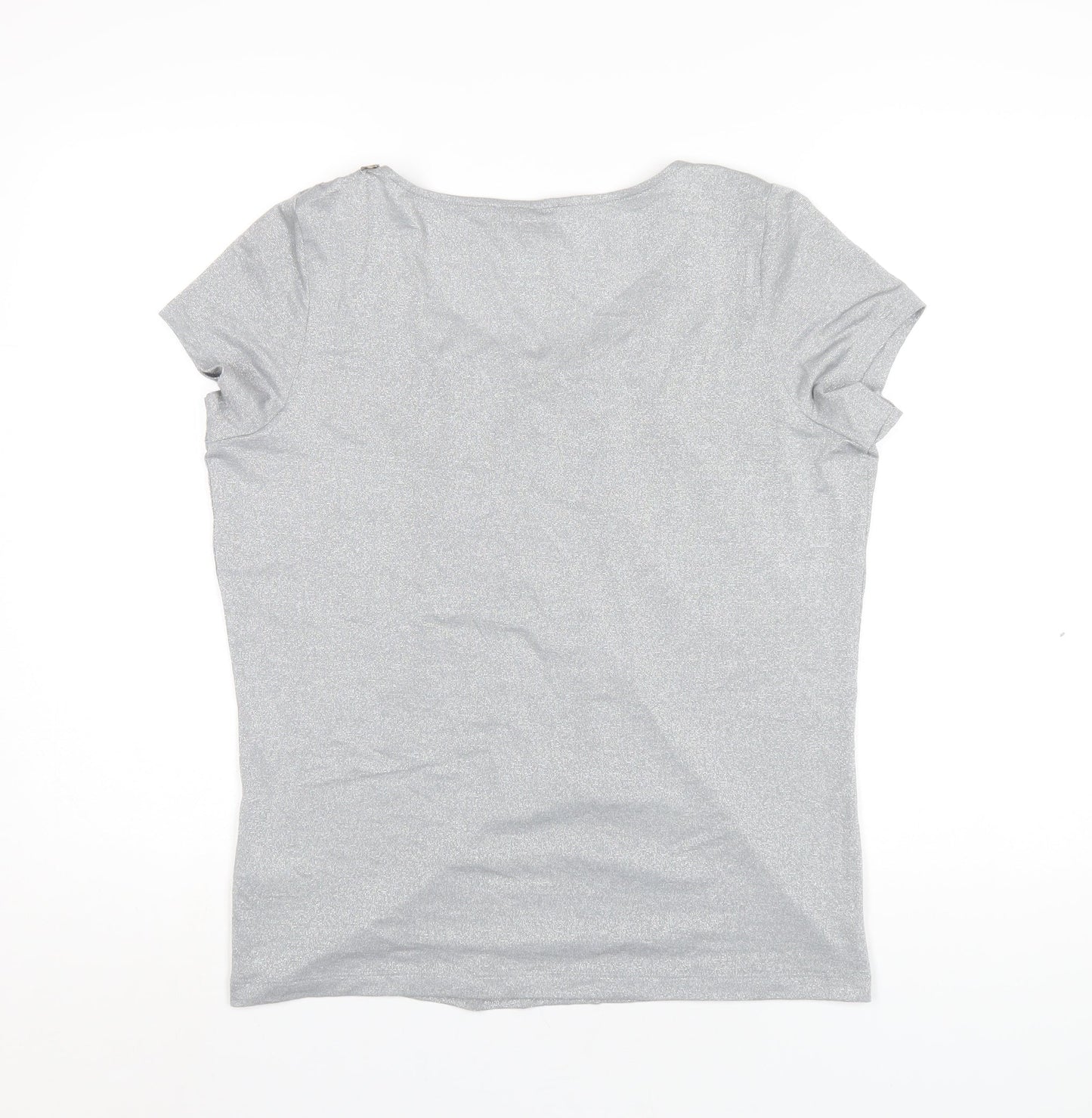 Per Una Womens Grey Viscose Basic T-Shirt Size 14 Round Neck