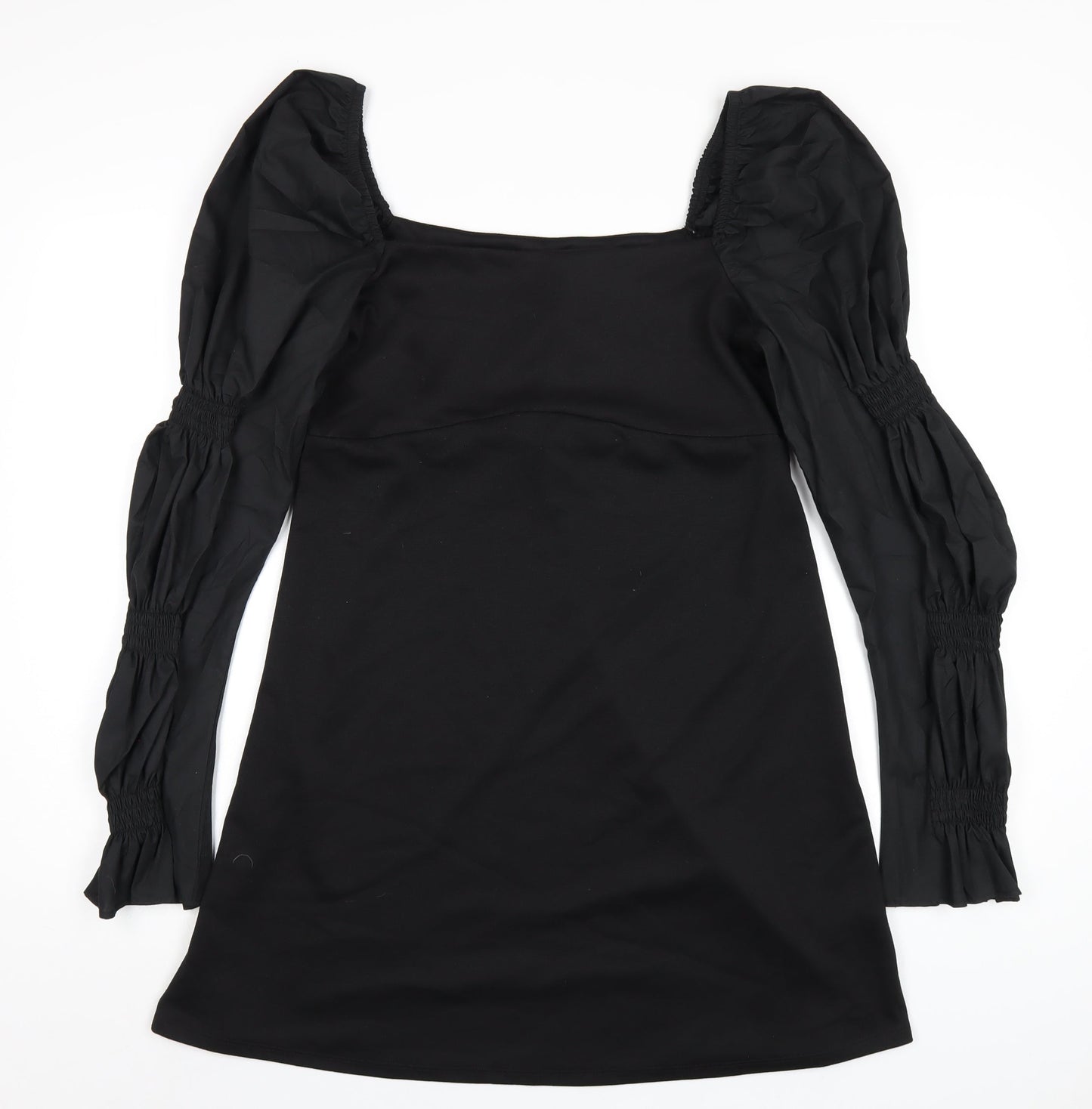 Topshop Womens Black Polyester A-Line Size 14 Square Neck Pullover